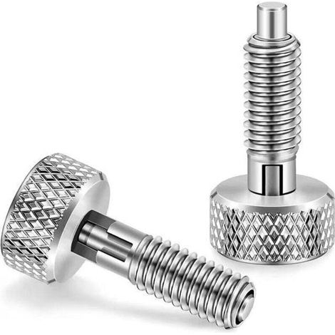 2 perni di sblocco a molla retrattili in acciaio inox tipo M6 per cassette portautensili su ruote (1/4)