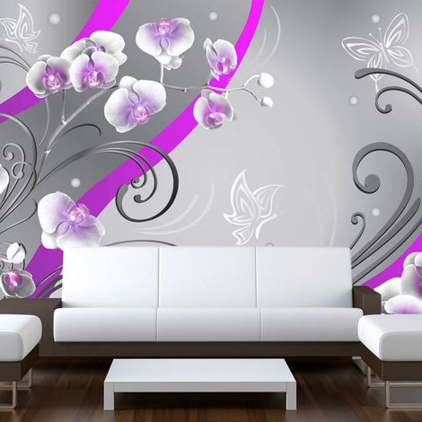 Papier peint variation d'orchidées violettes - 200 x 140 cm (1/4)
