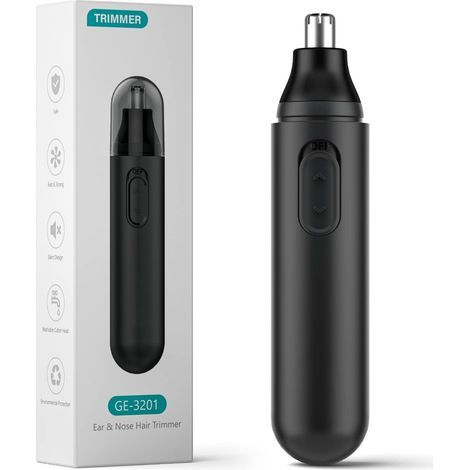 Tondeuse pour poils du nez - Tondeuse professionnelle pour poils du nez et des oreilles pour hommes, conception à double lame anti-enchevêtrement, alimentée par piles, étanche IPX7 et lavable, utilisa (1/5)