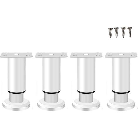 Quatre pieds de table réglables en hauteur, supports de remplacement robustes en métal pour meubles, adaptés aux armoires, canapés, tables, tables de chevet, blanc 8 8 noir (1/5)