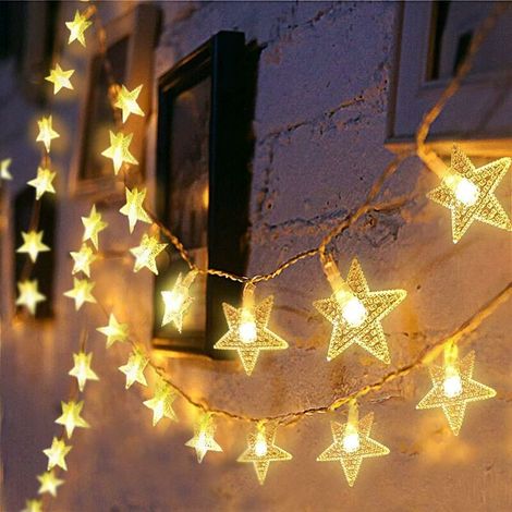 Guirlande Lumineuse de Étoile, 10M 80 LED Guirlande Lumineuse Déco Rideau Lumineux, la Décoration Extérieure,Jardin, Intérieure Fête Noël, Mariage Soirée
