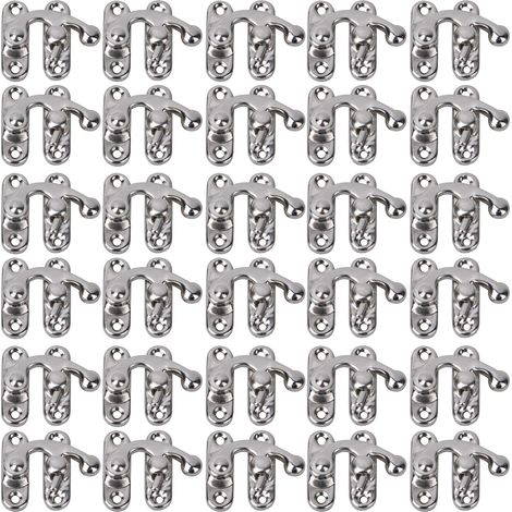 Lot de 30 crochets de fermeture rétro en fer argenté 3,2 x 2,8 cm pour boîtes cadeaux de bijoux, verrou à crochet droit (1/5)