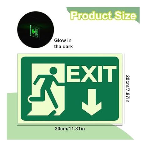 Emergency Escape Sign Sign Self Adhesive for Outdoor and Indoor 200mm x 300mm (1/4)