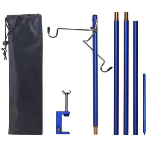 Support de lanterne pliable, support de lampe portable, crochet, support de lampe pliable pour camping, pêche, pique-nique, Bleu (1/5)