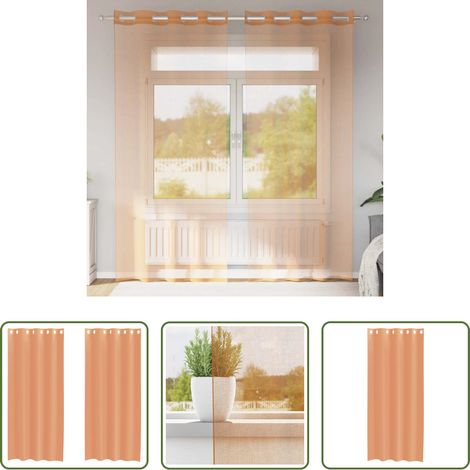Terrakotta Vorhänge - Voile Vorhänge mit Ösen 2 Stk. Terrakotta (1/5)