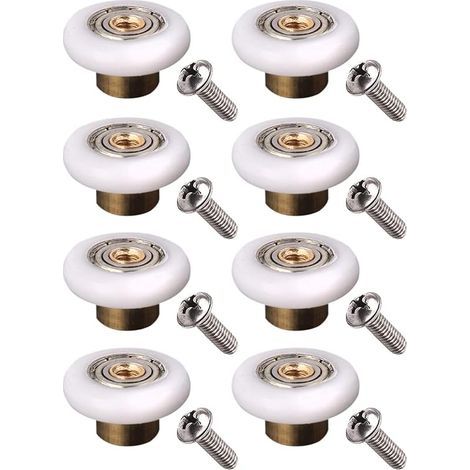 Rouleaux pour portes de douche, diamètre 19 mm, Blanc, 19 mm x 5 mm (boule en acier inoxydable 8 pièces avec vis), Cuivre, 8 pièces avec vis (1/5)