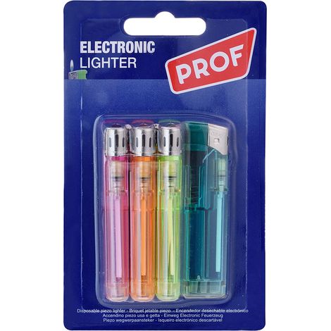 Elektronischer Feuerstein, Bunte Farben, Blister 4 Stück