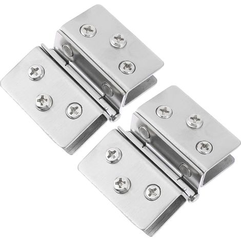 2 bisagras de acero inoxidable para puertas de vidrio con un ángulo de apertura de 270° para vidrio de 8-10 mm de espesor