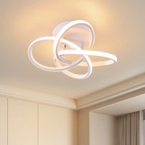GBLY Deckenleuchte LED Deckenlampe Schlafzimmer - 28W 3000K Warmweiß Flurlampe Modern Küchenlampe Vierblättrige Blume Design Wohnzimmer Weiß Metall Deckenleuchten für Küche Flur Kinderzimmer