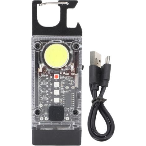 Mini lampe torche LED COB rechargeable par USB, petite lampe de poche portable avec porte-clés et base magnétique pour la course à pied en extérieur.