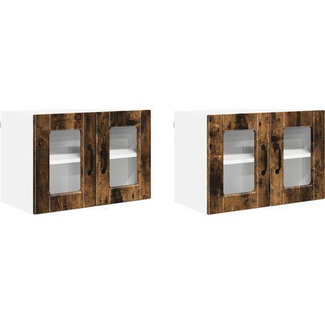 Maison Exclusive - Mobile in vetro da parete PORTO 2 pz Rovere fumé (1/5)