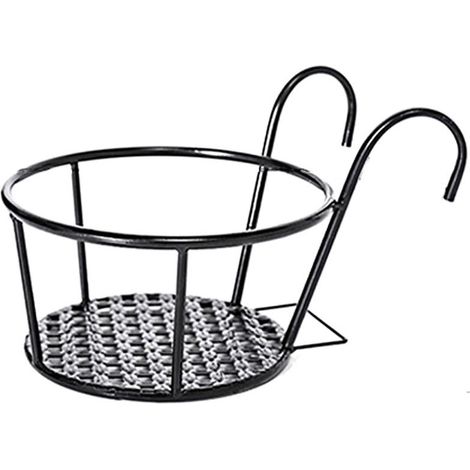 Support Pour Pots De Fleurs - En Fer Robuste Avec Crochets Doubles - Pour Balcon Terrasse Et Clôture - 1 Pièce (1/5)