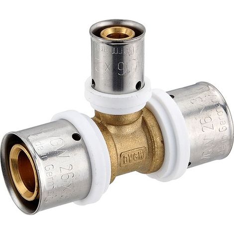 Pressfitting-T-Stück - Mittelabgang reduziert - 26 x 3,0 - 16 x 2,0 - 26 x 3,0 mm für MV-Rohr