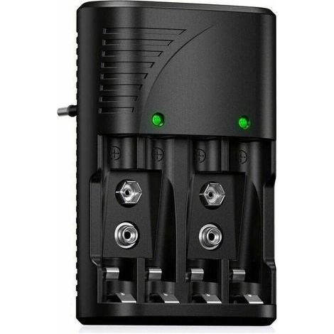 Chargeur de Piles Universel pour AA/AAA/9V, Chargeur Rapide 6802 pour Piles Rechargeables NI-MH AA/AAA ou 9V, avec Indicateur LED, Tension Mondiale (1/5)