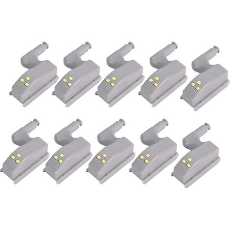 Pack of 10 LED Hinged Lights with Sensor Cabinet Light, Battery Powered Auto Off Lighting Sensor for Kitchen Closet, Living Room, Bedroom, Wardrobe (1/5)