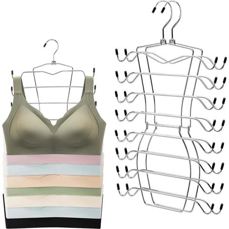 2 Pack Folding Clothes Hangers, Space Saving, Rotating, Holds Up to 16 Pieces, 10 Heavy Duty Hanging Clips, Wardrobe Organizer (1/5)