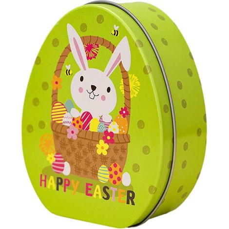Caja de dulces con diseño de conejo de dibujos animados, caja de dulces de Pascua, caja de dulces de conejito de Pascua, caja de galletas de hierro portátil, caja de regalo para niños, recuerdos de fi (1/4)