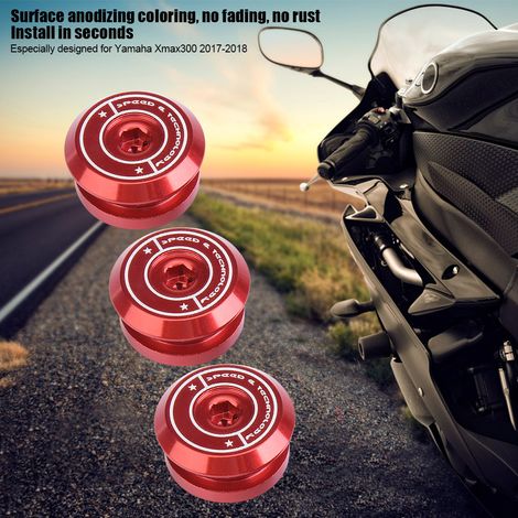 Lot de 3 Vis Décoratives de Filtre à Air pour Moto Yamaha Xmax300 2017-2018 (Rouge) (1/4)