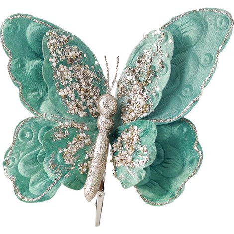 Papillon De Décoration - Papillon Artificiel Avec Pince À Clip - Pour Arbre De Noël Guirlande Mariage Fête Anniversaire - 1 Pièce (1/5)