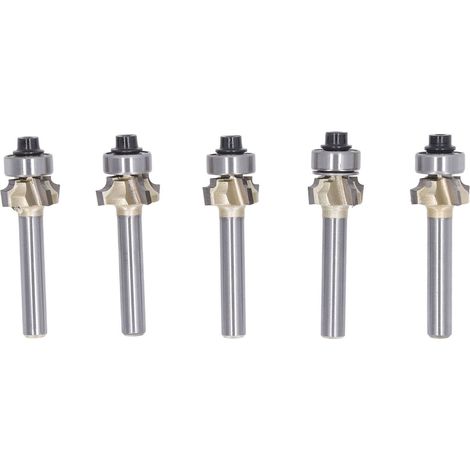 Set mit 5 Fasenfräsern, 6 mm Schaft, 4 Schneiden, für Oberfräsen, Kantenbearbeitung, Nutenfräsen, Holzbearbeitung