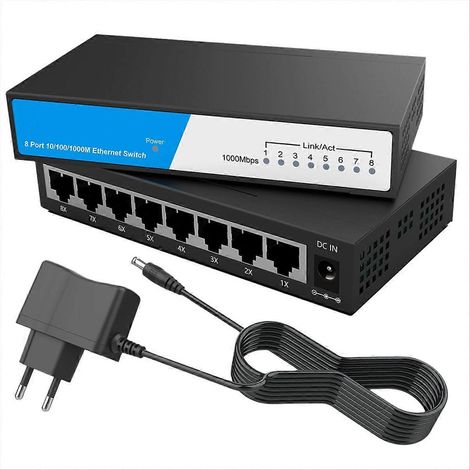 Commutateur Ethernet Gigabit 8 ports RJ45, hub, répartiteur Internet, commutateur intelligent, commutateur réseau Ethernet 10/100/1000 Mbps, prise UE (1/5)