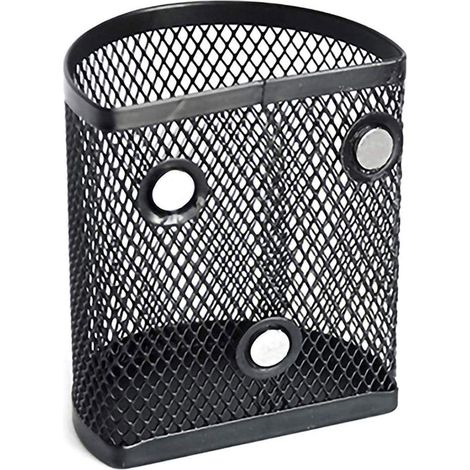Porte Crayon Magnétique Frigo Porte Stylo Magnétique Panier De Rangement en Maille Pot à Crayon Aimanté pour Bureau Enfant Tableau Blanc - Noir Minimaliste (1/5)