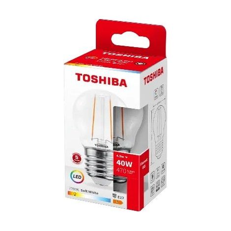 BOMBILLA LED TOSHIBA FILAMENTO G45 E27 4.5W 2700W