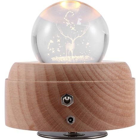 Boîte à musique boule de cristal 3D Le cerf Boîte à musique lumineuse rotative --- (1/5)