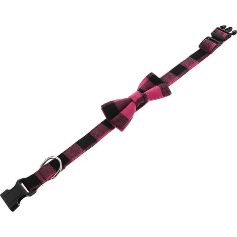 Collar ajustable con pajarita para perros, de tela rosa. (1/5)