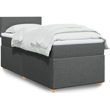Boxspringbett mit Matratze Dunkelgrau 90x190 cm Stoff