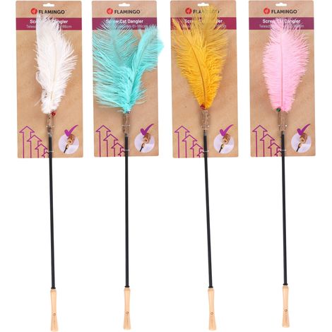 Jouet pour Chat Canne à pêche - 61 à 186cm - avec matatabi, Clochette de Chat et Plumes - Extensible avec Jouet Interchangeable - Pas de Choix Possible (1/5)