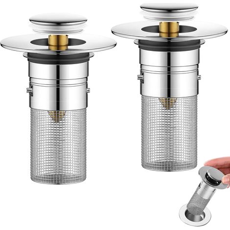 CCYKXA 2-Piece Bathroom Sink Plug, Universal Pop-Up Sink Plug 34-40mm with Hair Strainer, Bathtub Plug for Kitchen, Bathroom, and Sink (1/5)