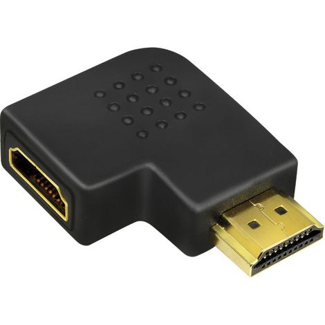 Adattatore HDMI, da A/M a A/F, angolato a 90°, piatto, 4K/30 Hz, nero (1/2)