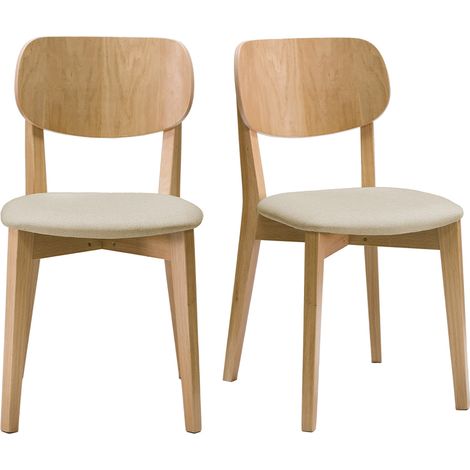 Set de 2 sillas vintage roble y asiento beige LUCIA (1/4)