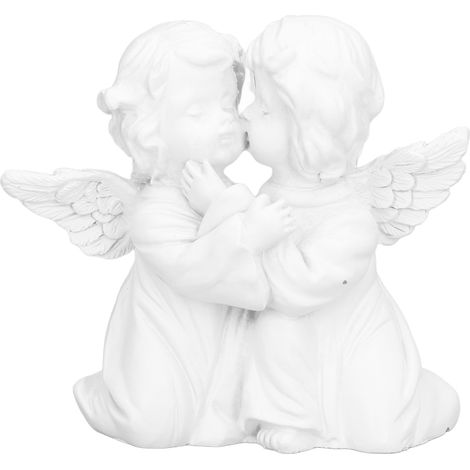 Statue d'Ange en Résine Synthétique Blanche, Forme d'Étreinte, Décor de Bureau - Ange Gauche