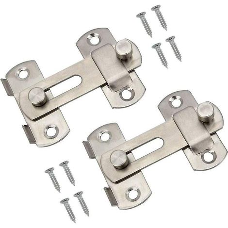 Verrou de porte coulissante, lot de 2 verrous en acier inoxydable avec vis de sécurité pour fenêtre, jardin et portail (1/5)
