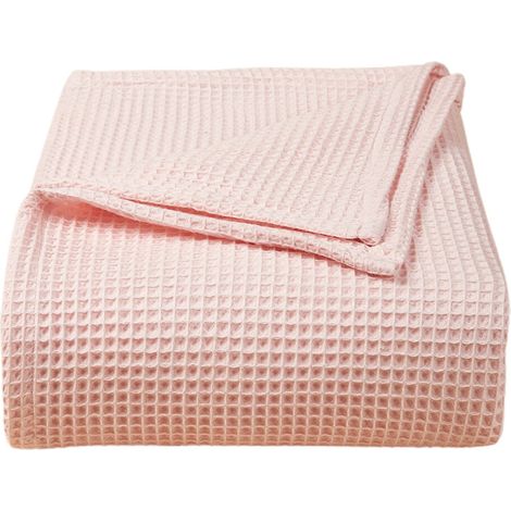 Couverture-serviette en coton gaufré rose, couvre-lit surdimensionné en coton tissé, housse de canapé, couverture de voyage, ajoutez du confort à votre chambre.