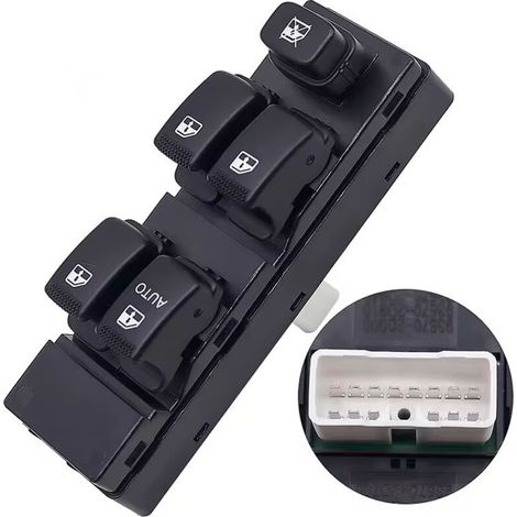 Die Teilenummer 935702D000 gilt für den elektrischen Fensterheberschalter vorne links auf der Fahrerseite des Hyundai Elantra, Baujahre 2002-2006. (1/4)