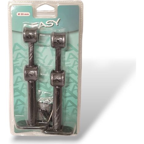 2PZ SUPPORTO ESTENDIBILE DOPPIO A PARETED.20MM COL.NERO-ARGENTO (1/4)