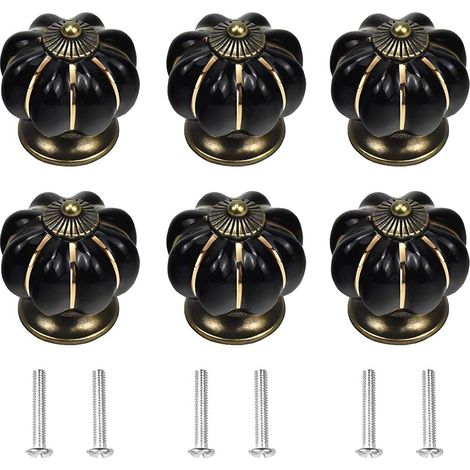Lot de 6 poignées de meuble, boutons de placard, poignées de porte et de tiroir, poignées de placard en céramique, accessoires avec vis, pour armoire, placard, cuisine, chambre d'enfant