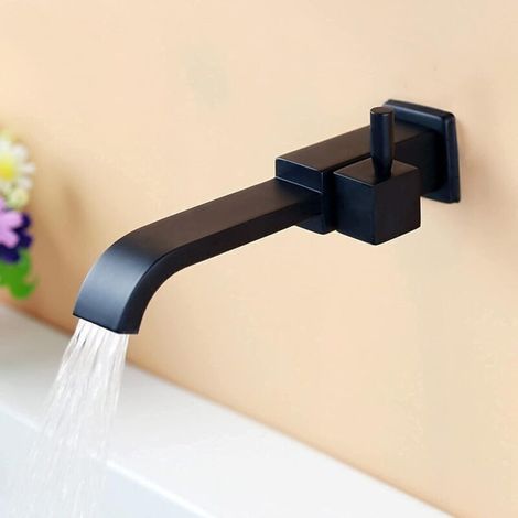Robinet Mitigeur Murale Lavabo G1/2 Robinet d'eau Froide Robinet Mural en Cuivre Robinet Bec Extra-Large Robinet Encastré Une Poignée Robinet Cuisine Salle Bain Montage Mural (1/4)