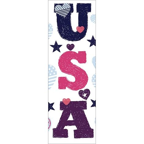 Sticker réfrigérateur et lave vaisselle, USA colorés coeurs et étoiles américain, 180 cm X 59,5 cm (1/3)
