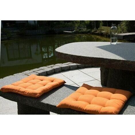 NALOOKAMIC Set de 4 Coussins de Chaise pour Le Jardin, 40x40 cm, Orange