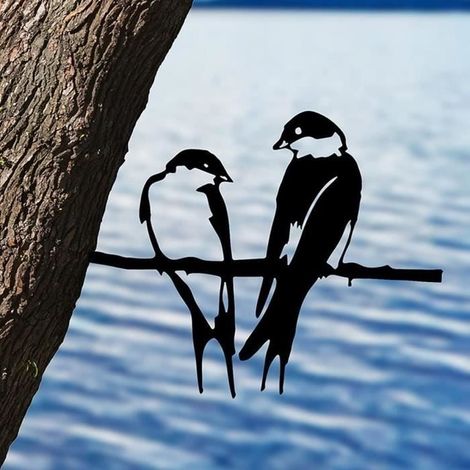 Metall-Wandkunst, Vogelsilhouette aus Metall, Wanddekoration, Vogelkunst-Wanddeko für den Innen- und Außenbereich, für Haus und Garten (1/4)
