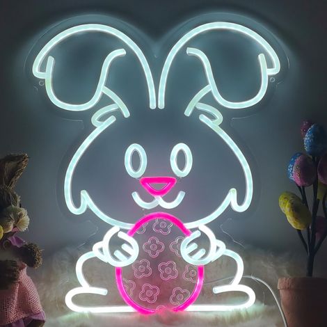 Œufs de Pâques lumineux néon, néons LED mignons pour Pâques, chambre, salon et éclairage de fête, néons œufs alimentés par USB (1/5)