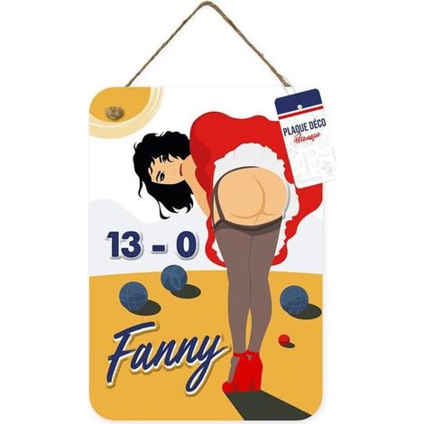 Plaque métal - FANNY - Pétanque Club - 20x14cm - Décorative - Relief