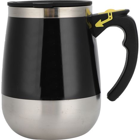 Tasse magnétique électrique rechargeable USB en acier inoxydable, 400 ml, pour eau, lait ou café, avec fonction mélange automatique. Couleur : Noir. (1/5)