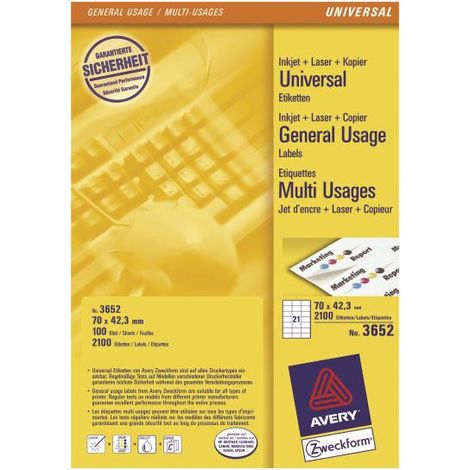 Avery Zweckform, Labels Avery 70 x 42,3mm, A4 (3652) (1/2)