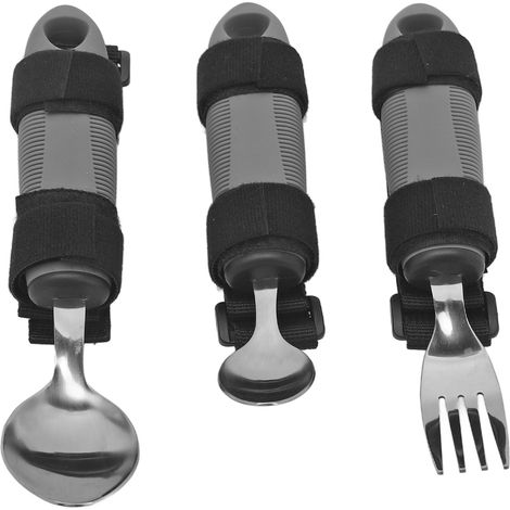3 Pièces Ustensiles de Cuisine pour Seniors et Personnes à Mobilité Réduite - Fourchette et Cuillère avec Poids pour une Prise en Main Facile (1/5)
