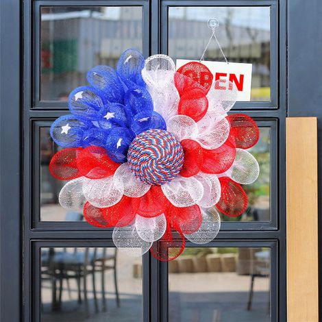 Guirlande Patriotique - Guirlande Porte D'Entrée Avec Drapeau Américain - Pour 4 Juillet Fête Nationale - 45 cm - 1 Pièce (1/5)